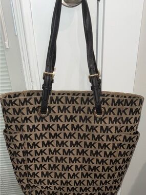 Michael Kors Tan and Black Signature MK Tote